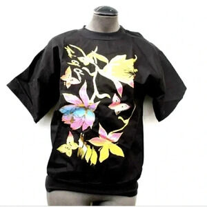 Vtg 1980s 1990s Retro Touch Of Class Flower Cotton Casual Shirt Blouse